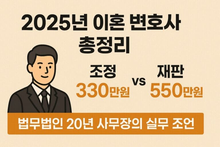 2026년 이혼 변호사 비용 총정리 – 법무법인 20년 사무장이 알려주는 실제 금액