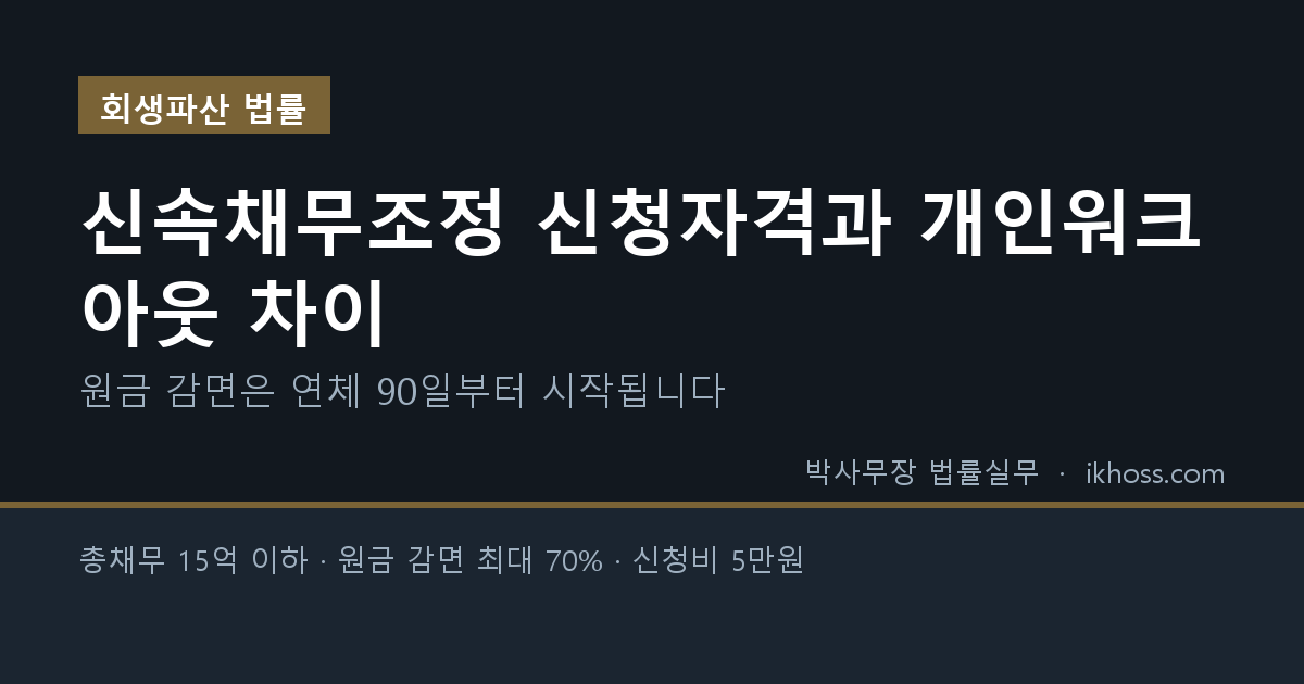신속채무조정 신청자격과 개인워크아웃 차이 요약 카드