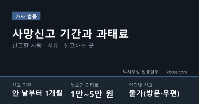 사망신고 기간과 과태료 — 안 날부터 1개월, 늦으면 1만~5만 원, 인터넷 신고 불가
